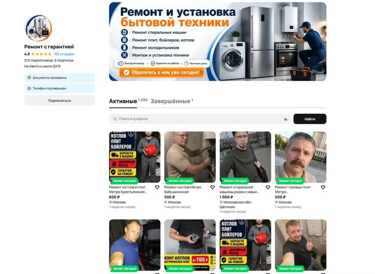 Скриншот проекта Сервисная сеть